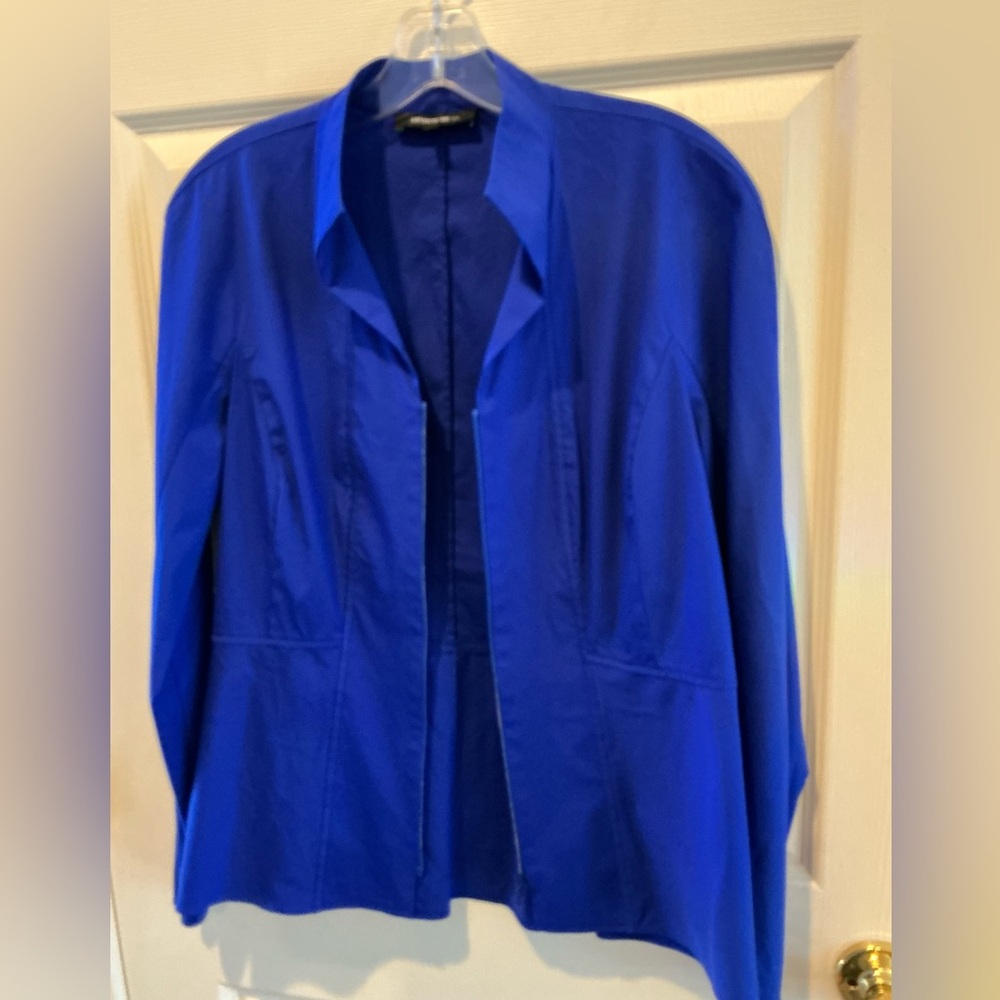 Lafayette Minimalist Royal Blue Zip Fall Jacket Casual Business Career SZ Medium - Picture 2 of 13